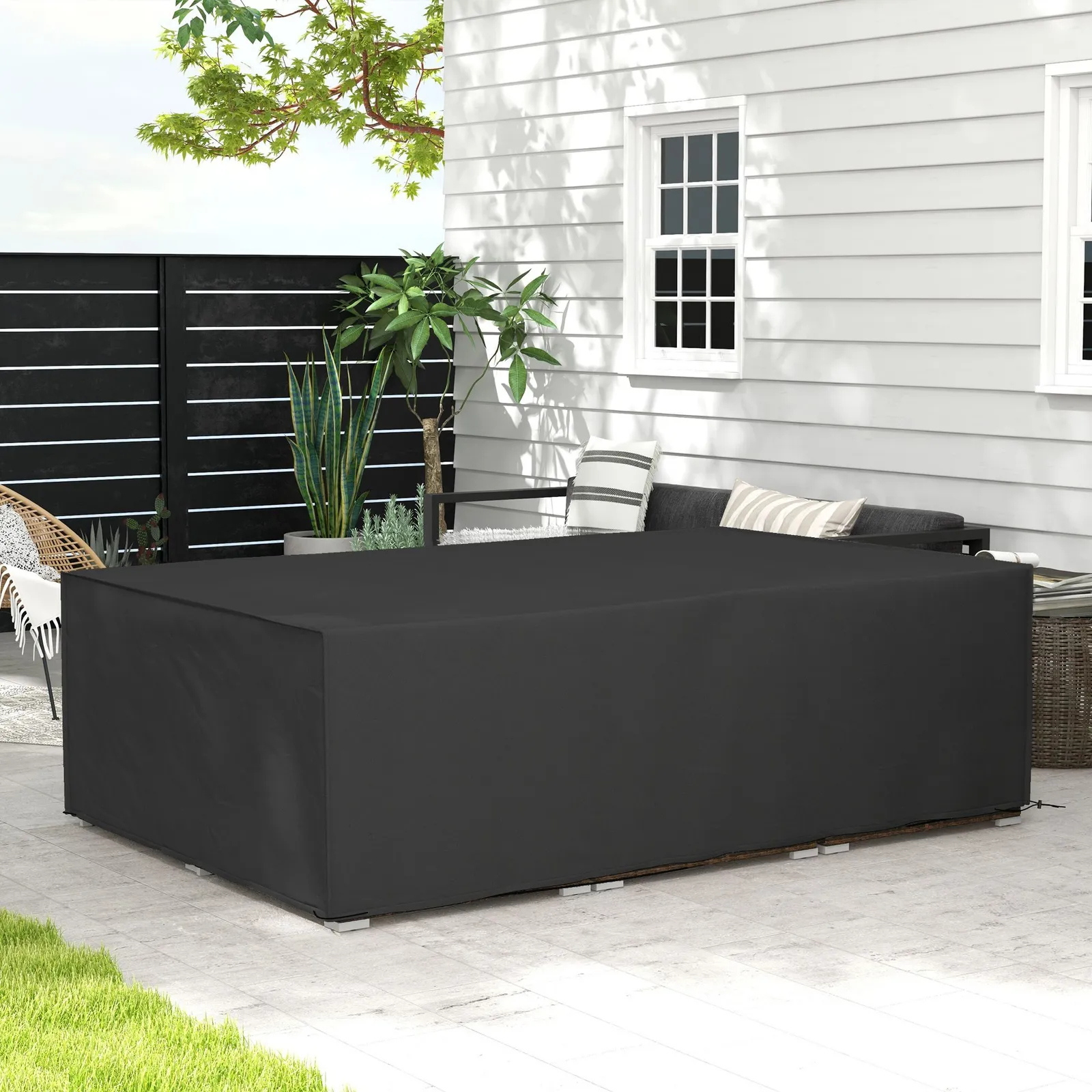 OUTSUNNY Garden Furniture Cover Outdoor Waterproof Rattan Set Rain Protection in Black 1