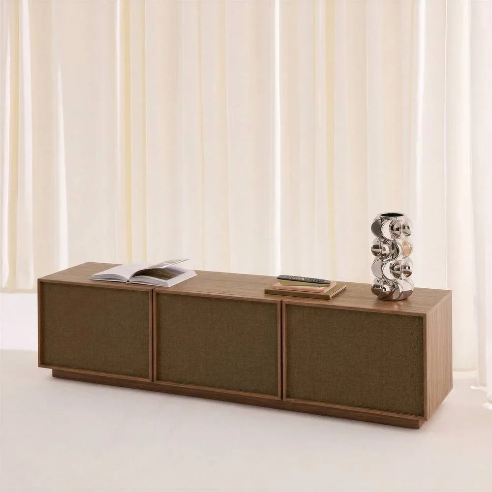 sweeek TV stand 3 doors 180cm wood decor & fabric in Dark Brown 6
