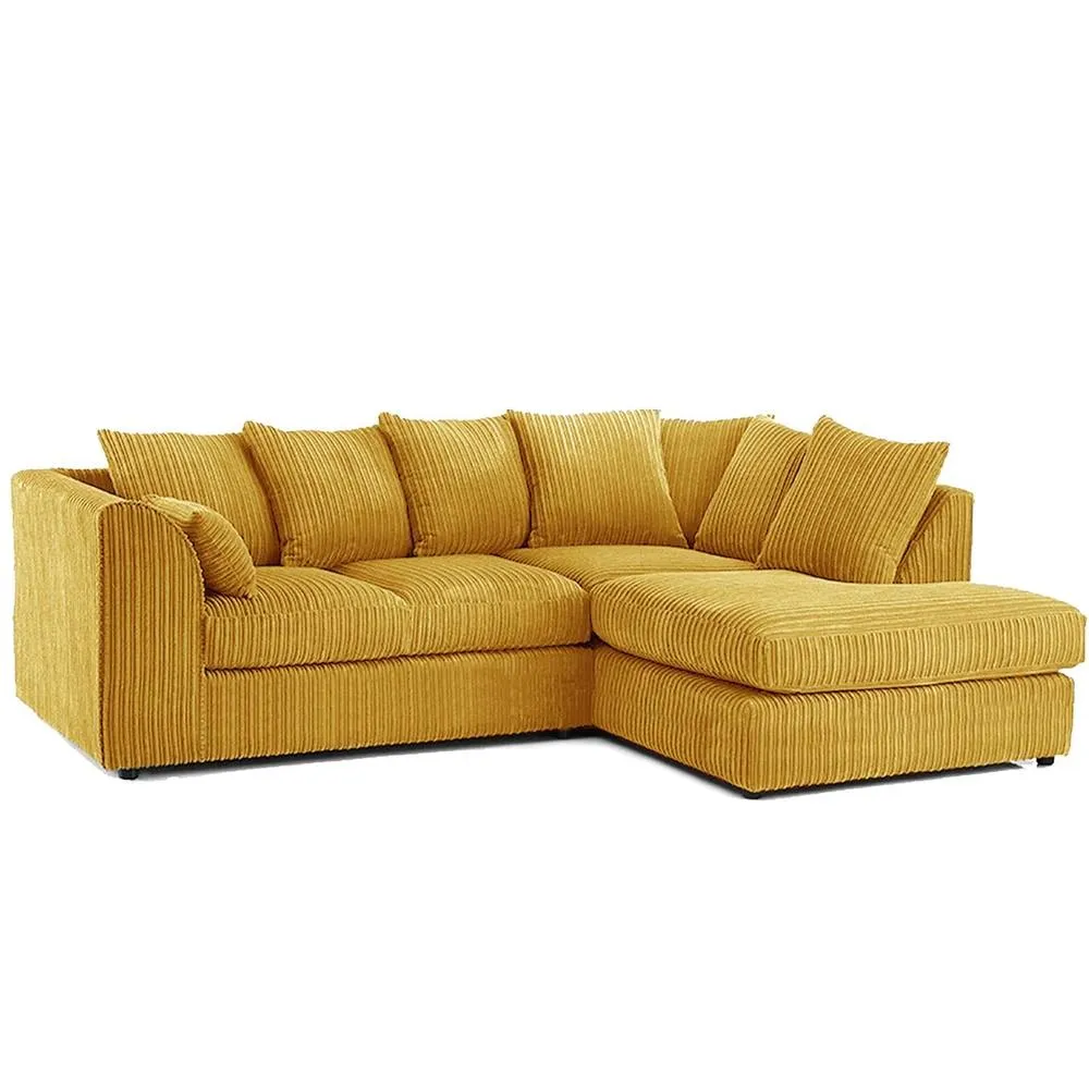 Bliss Furniture Right Hand L Shape Scatter Back Corner Sofa in Mustard