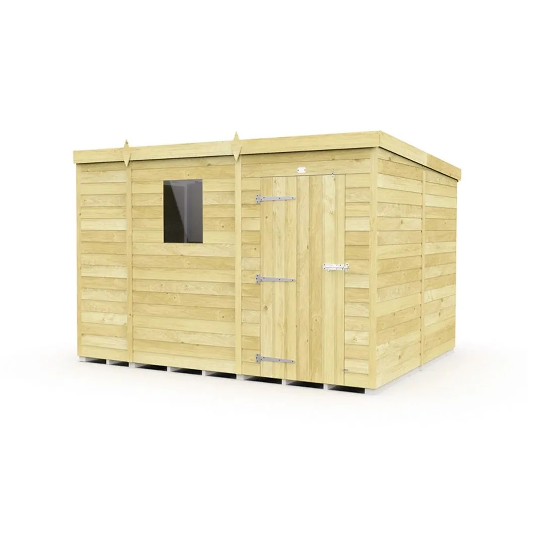 Buttercup Farm 9 x 8 Feet Pent Shed - Single Door W/ Windows - L231 x W276 x H201 cm in Brown