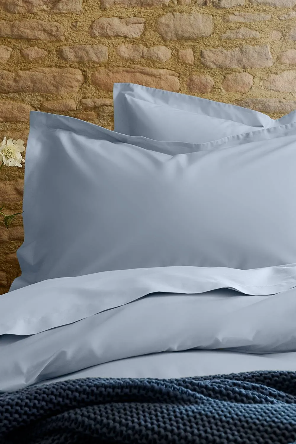 CHRISTY Pure Cotton Percale Oxford Pillowcase Pair in Pale Blue 2