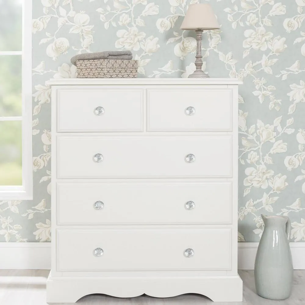 Statement Furniture Romance 2 Over 3 Chest of Drawers with Crystal Handles in Light Grey