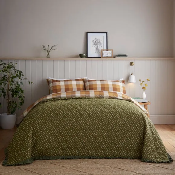Floral Frilled Quilted Bedspread