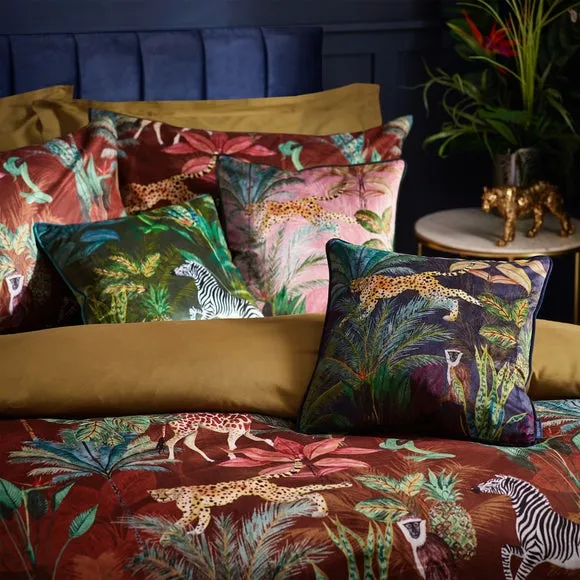 Wylder Aranya Velvet Duvet Cover & Pillowcase Set, Rust 4