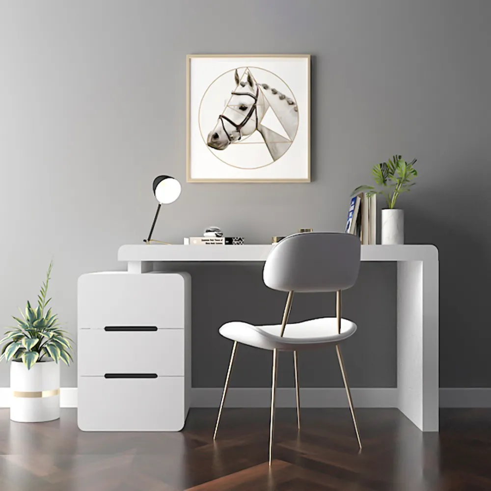 Mular White 3-Drawer Writing Desk with 3 Drawers Office Furniture (120 cm）