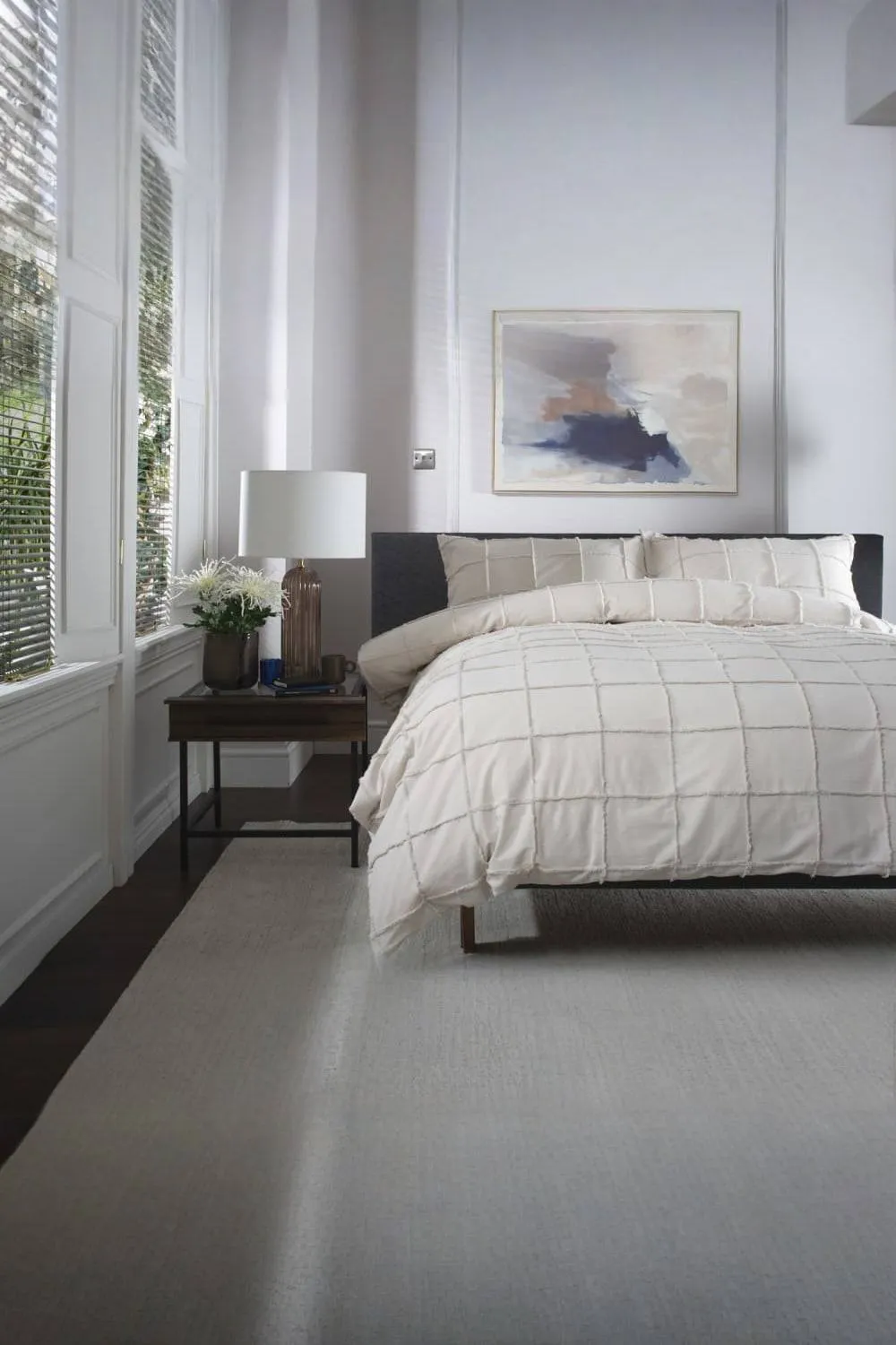The Lyndon Company Square Up Grid 100% Cotton Tufted Supersoft Duvet Cover Set | Deyongs 1846 in Natural 4