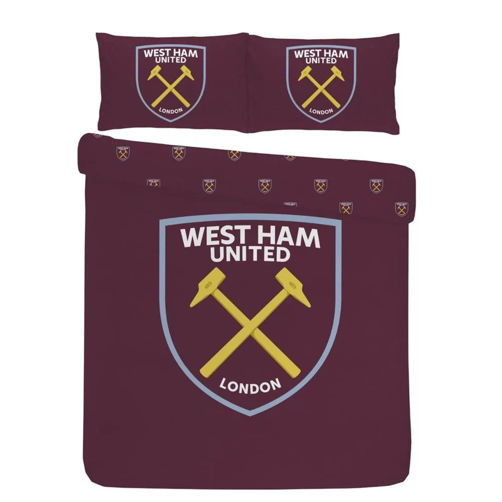 West Ham United FC Crest Duvet Cover Set in Burgundy