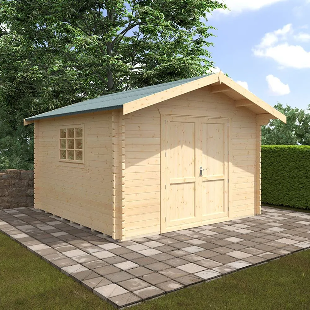Buttercup Farm 12x12w Marlborough Plus 44mm Cabin - L355 x W355 x H271.9 cm in Natural 2