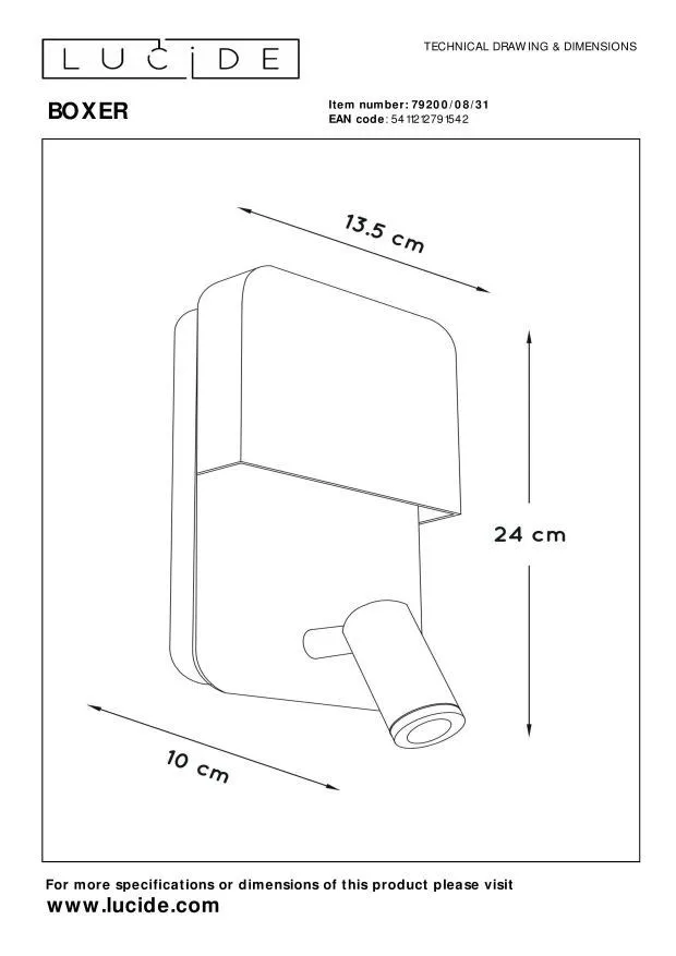 Netlighting Boxer Modern Wall Light LED 1x10W 3000K With USB charging point White 6