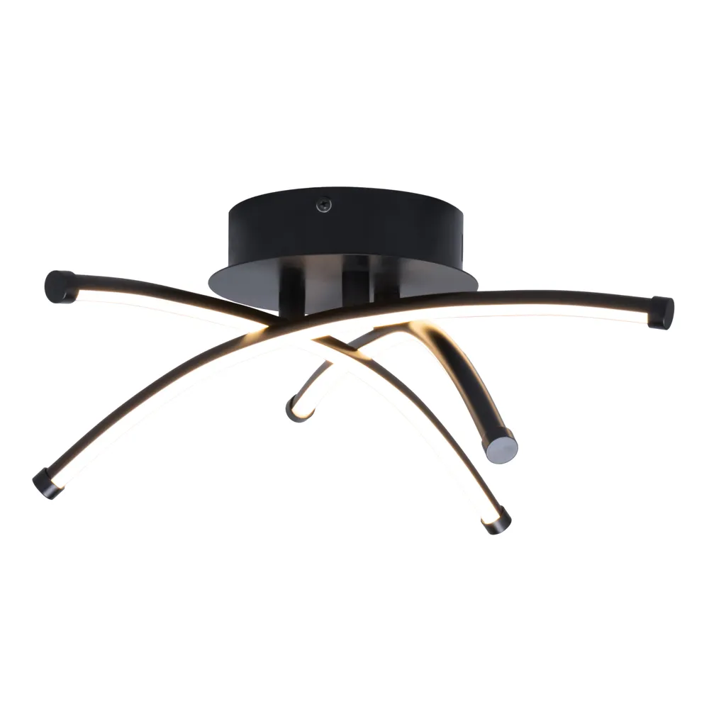 Aalto Cross Arms LED Flush Ceiling Light, Satin Black 1