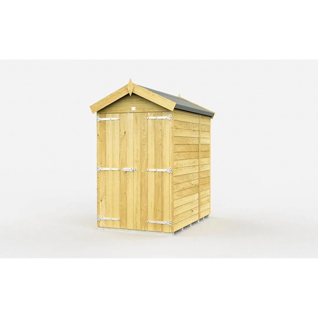 Buttercup Farm 4 x 6 Feet Apex Shed - Double Door W/O Windows - L187 x W118 x H217 cm in Brown