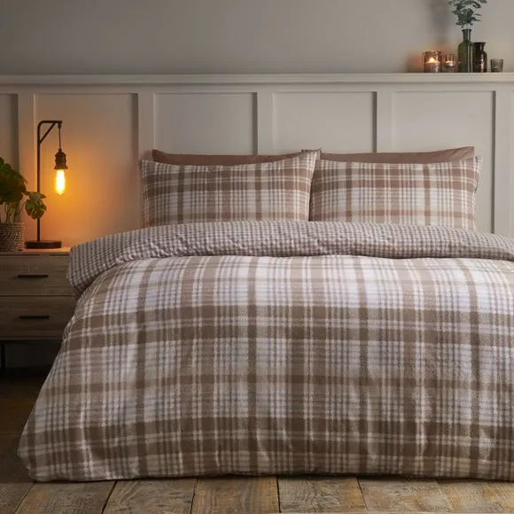 Catherine Lansfield Hamish Check 100% Brushed Cotton Duvet Cover & Pillowcase Set 1