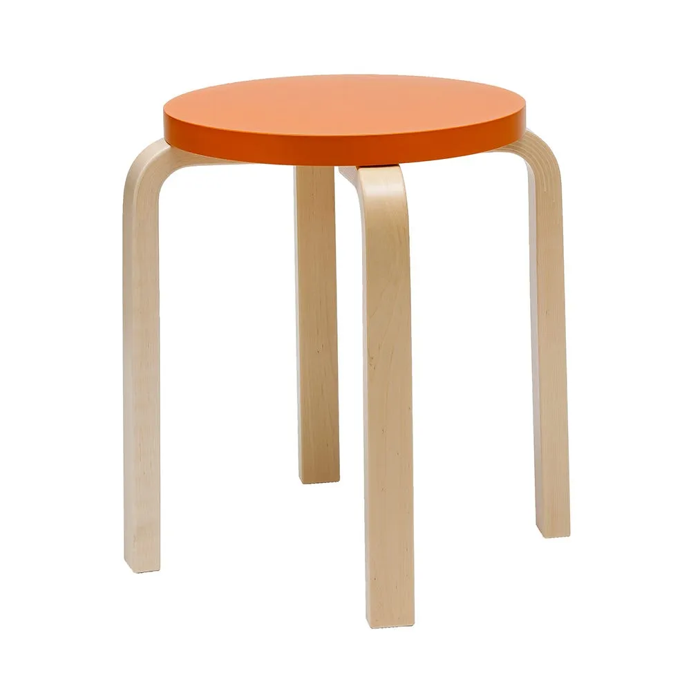 Artek Stool E60 Natural Lacquered Birch Orange Lacquered 2
