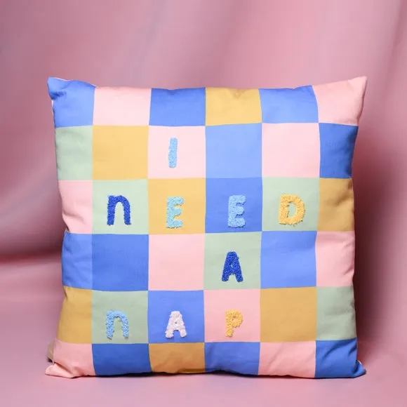 Raspberry Blossom I Need A Nap Square Cushion