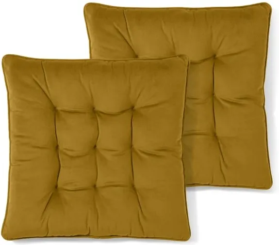 Julius Set of 2 Velvet Seat Pads, 40x40cm, Antique Gold
