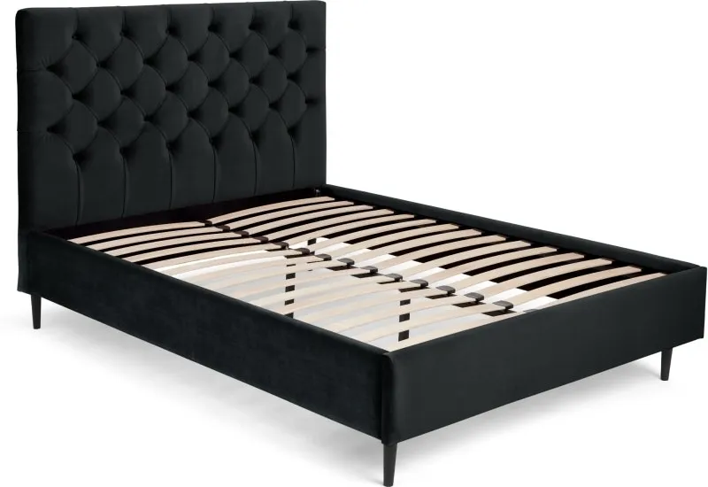 Skye Super King Size Bed, Midnight Grey Velvet