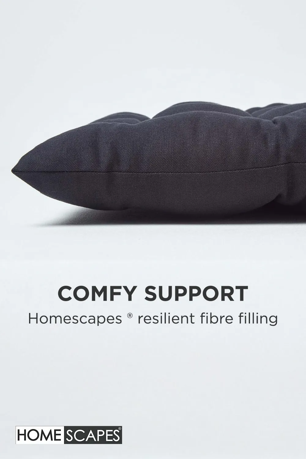 Homescapes Garden Bench Cushion Luxury 2 Seater Cotton Indoor Outdoor Pad, 108 x 42cm in Black 4