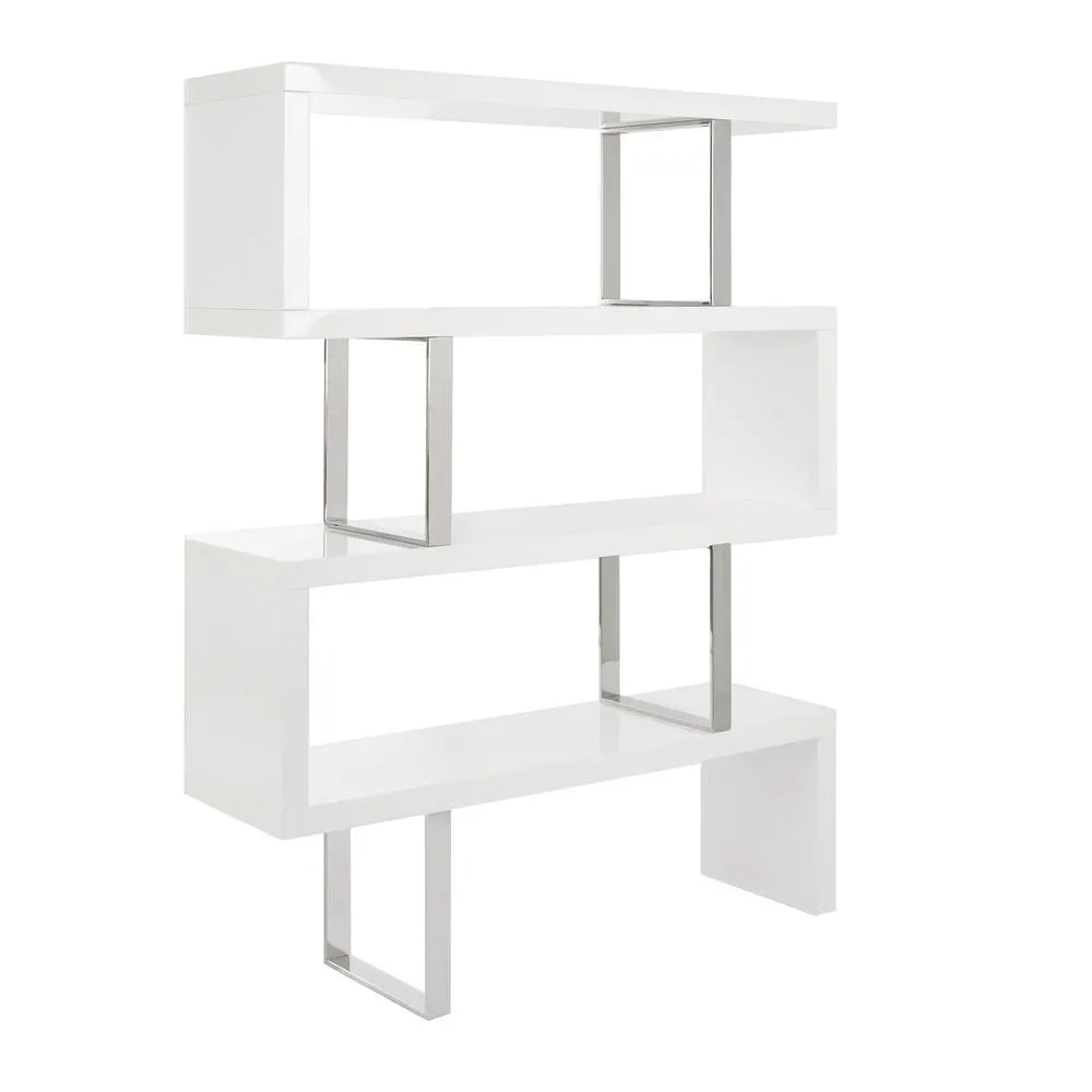 Angel Cerda White Gloss MDF & Chrome Steel Shelving Unit