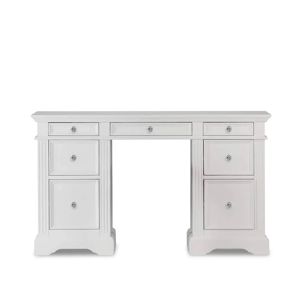 Statement Furniture Gainsborough Dressing Table with 7 Drawers & Crystal Handles in White 4