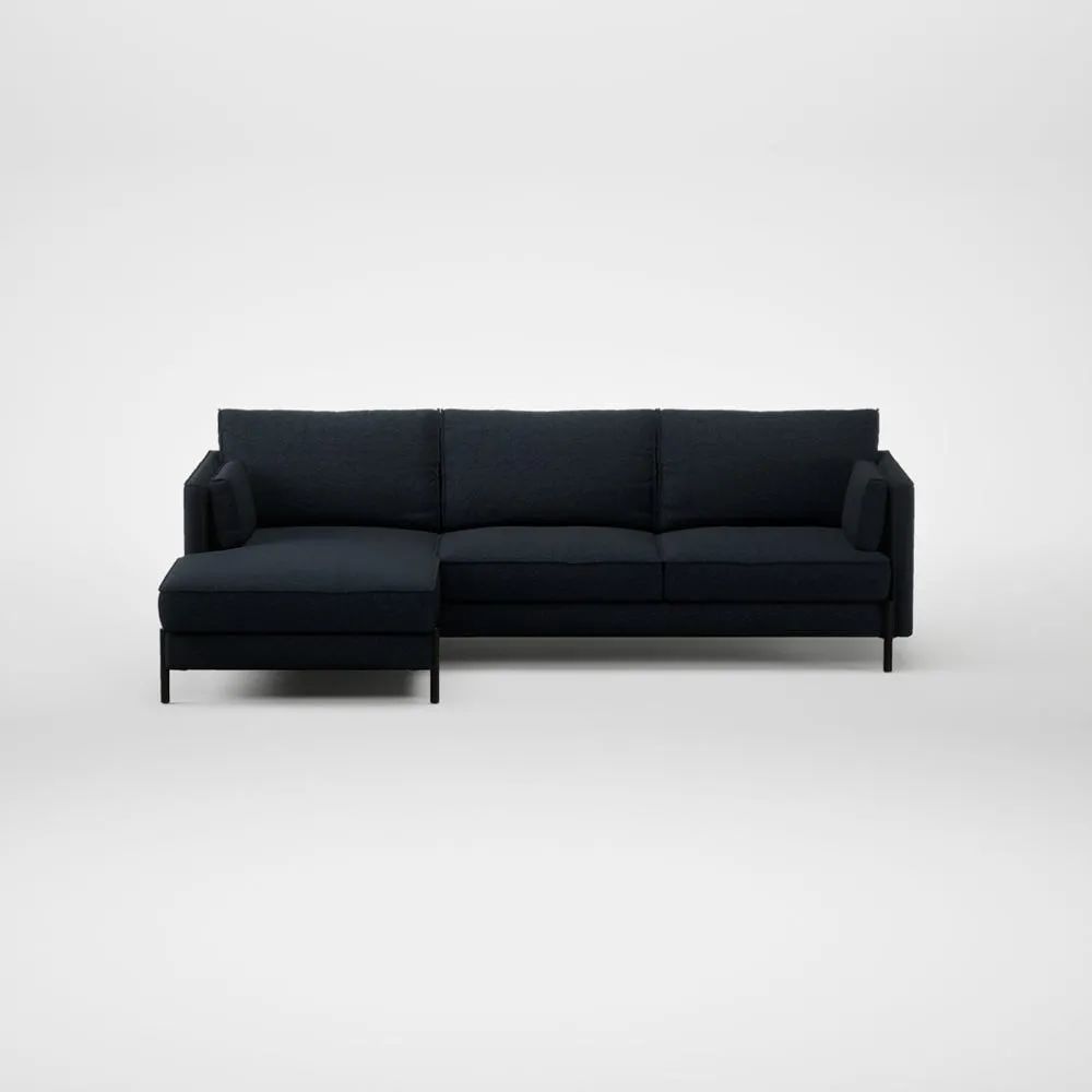 Heal's Tortona Left Hand Facing Chaise Sofa Loop Twill Midnight Black Feet 2
