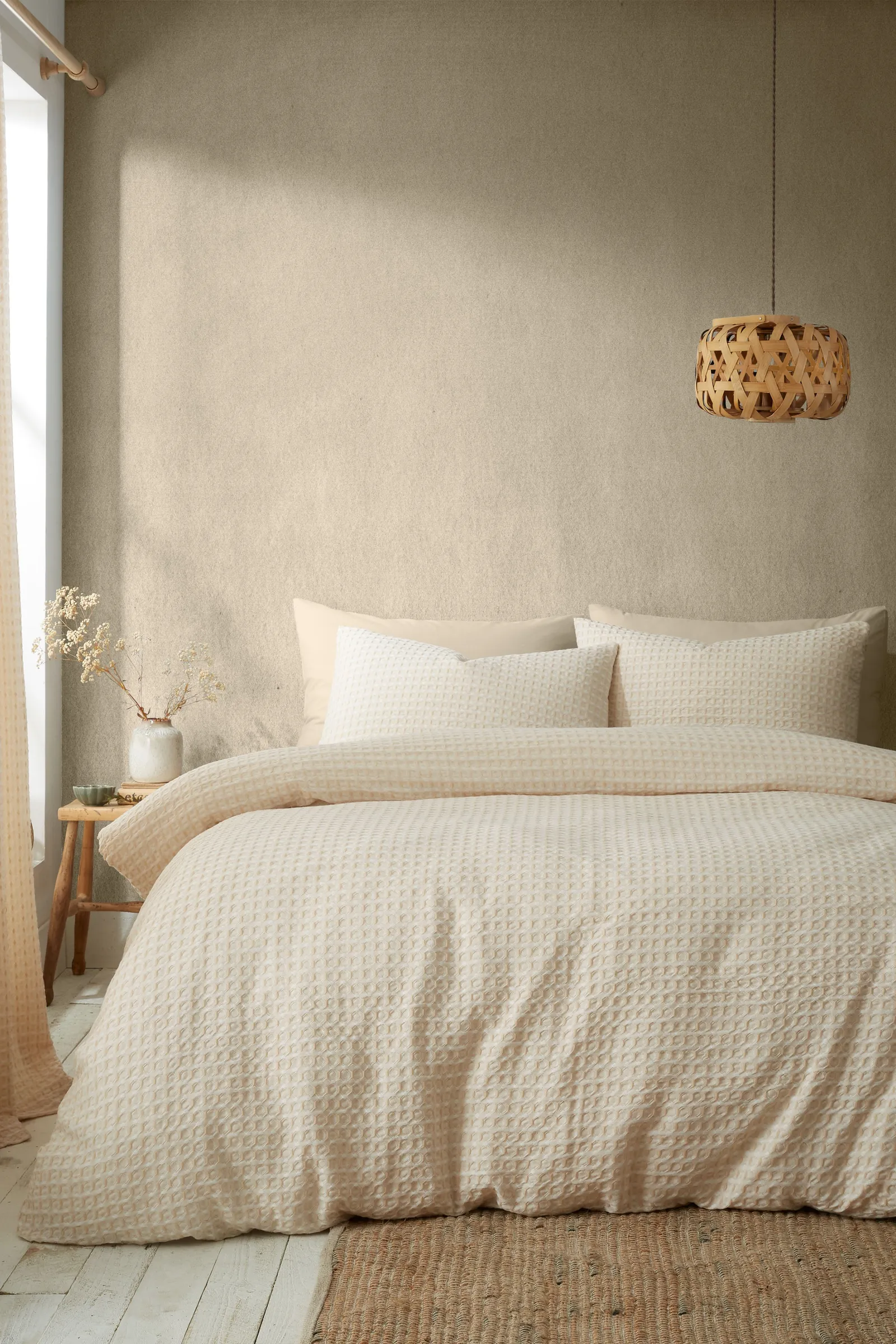 Pineapple Elephant 'Muscat Waffle' Duvet Cover Set in Natural