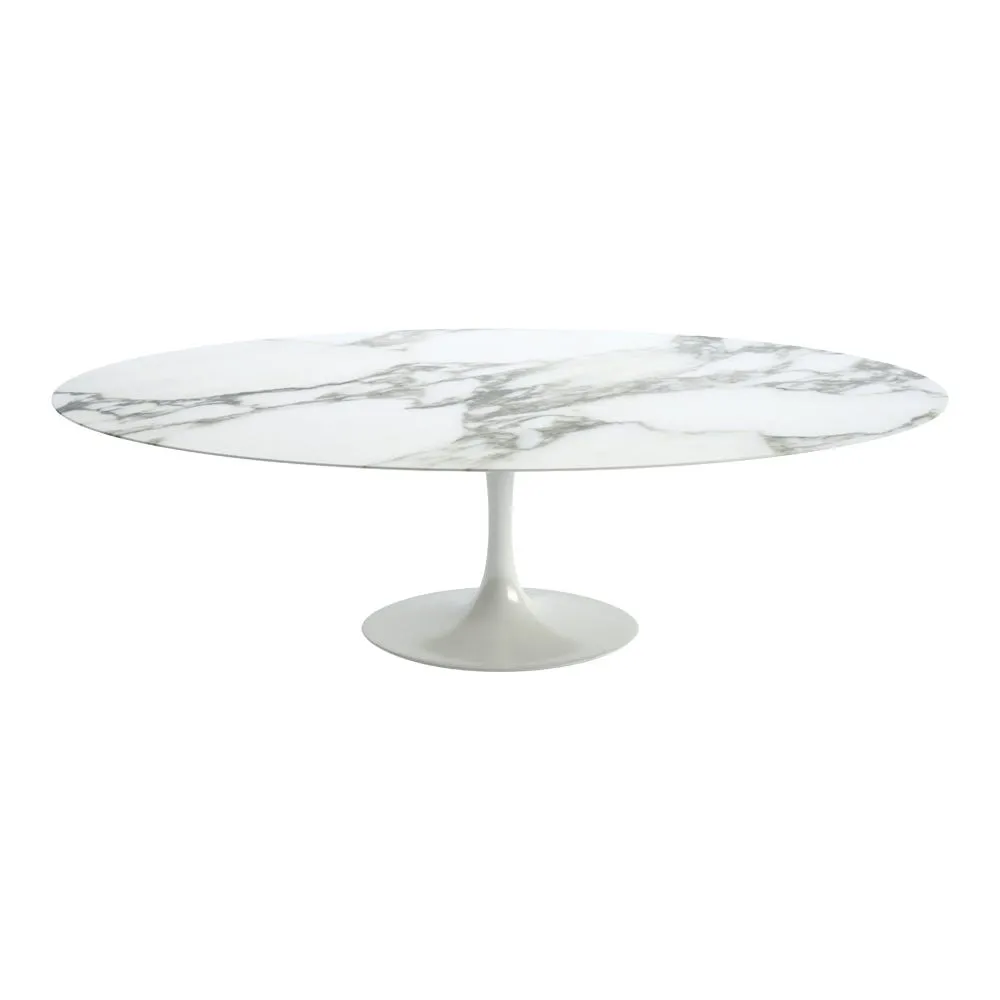 Knoll Saarinen Dining Table with White Base in Arabescato 244cm 3