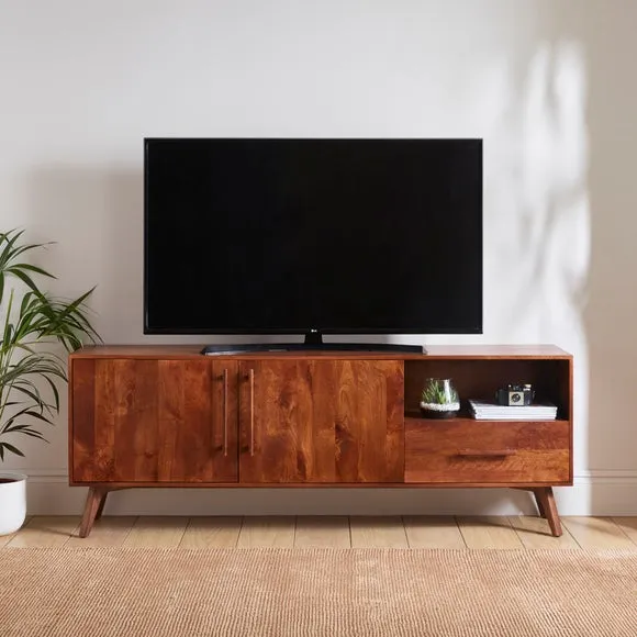 Maxton Extra Wide TV Unit For TVs up to 70", Mango Wood