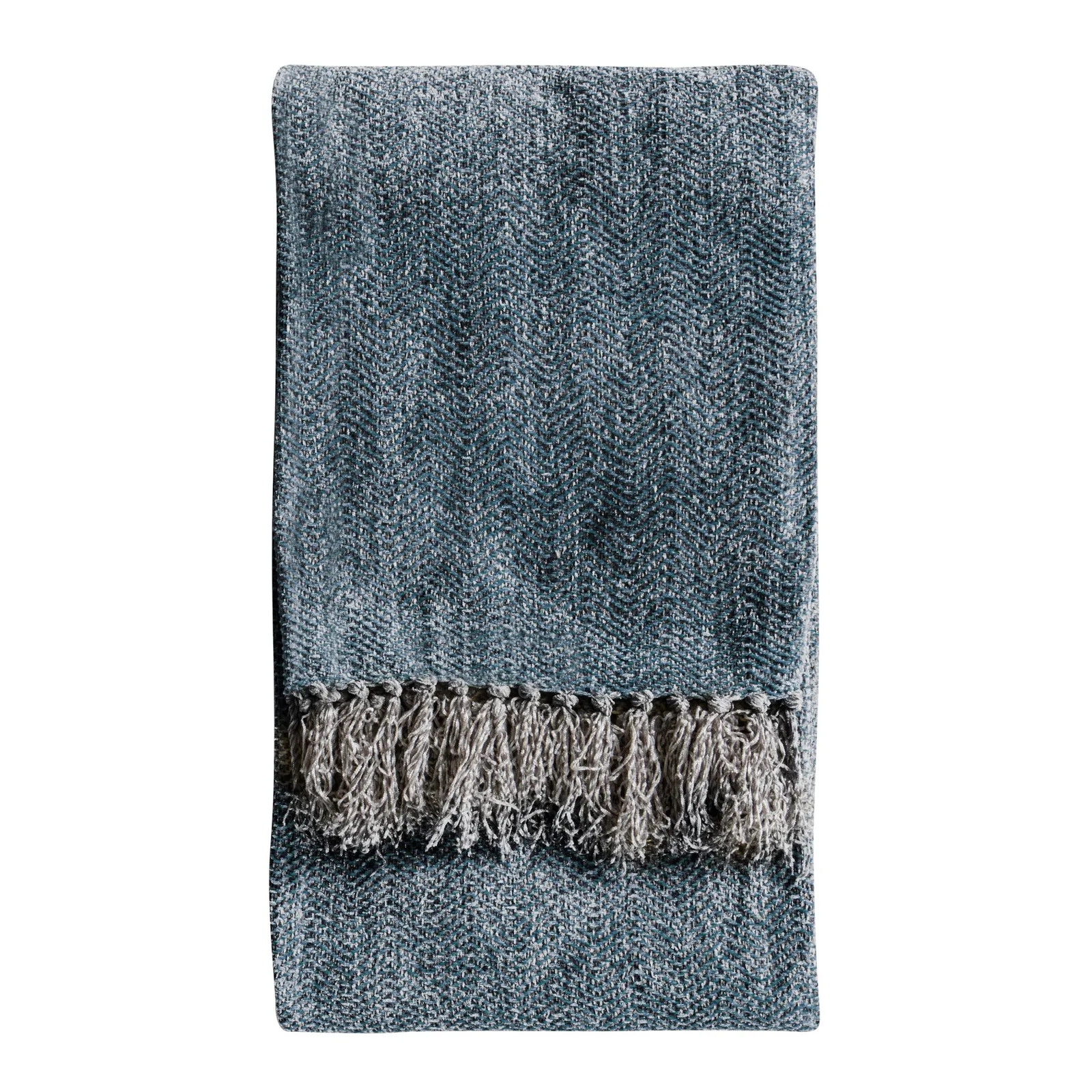 Chenille Herringbone 130cm x 170cm Throw Blue