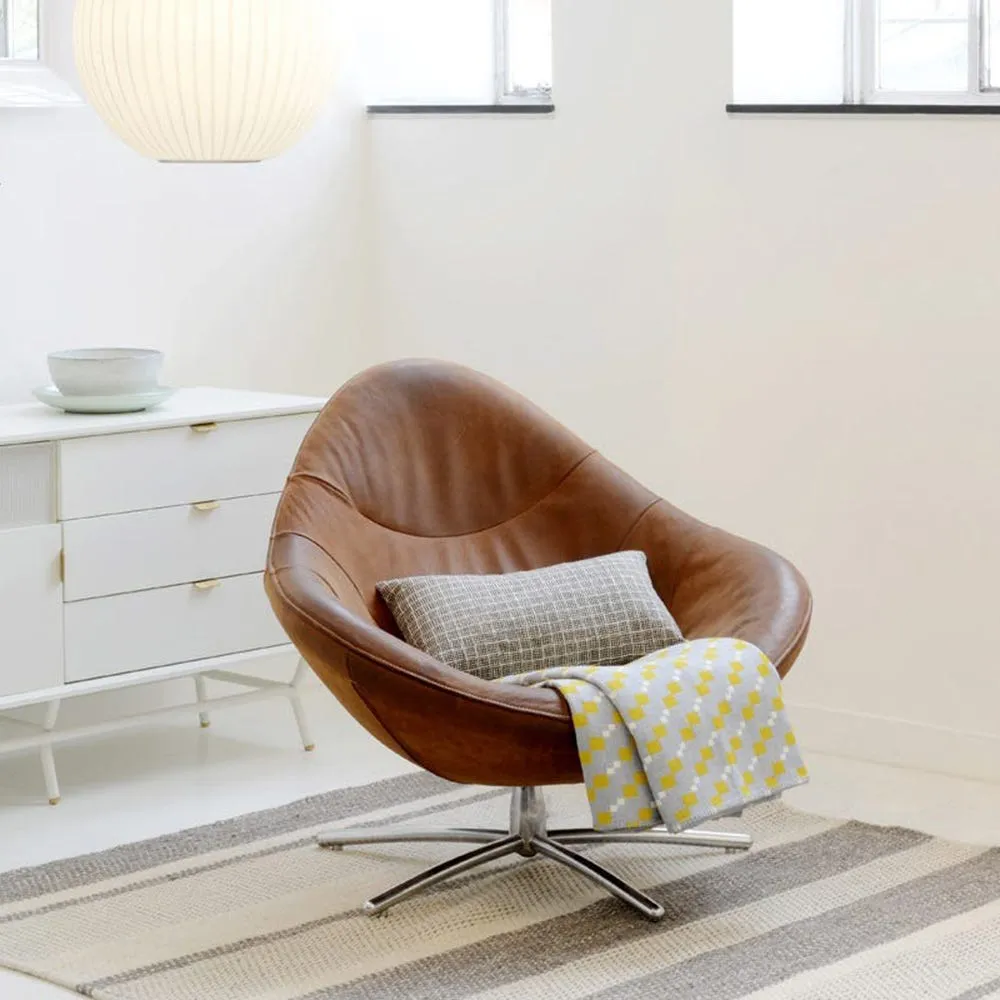 Heal's Hidde Swivel Armchair in Brown Yak Leather 4