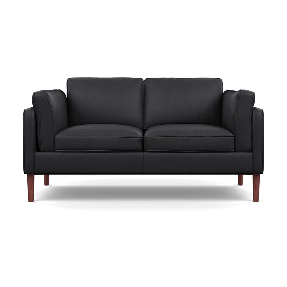 Heal's Sonno 2 Seater Sofa Linea Leather Black 622 Walnut Feet 1