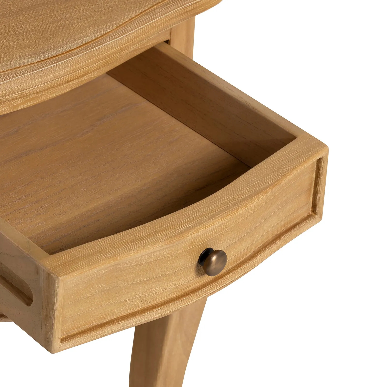 Cecile 1 Drawer Curved Leg Bedside Table, Neutral Wood | Barker & Stonehouse 5