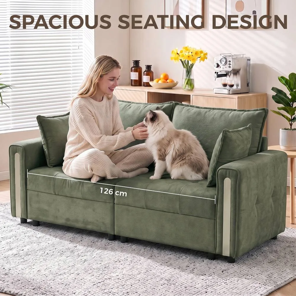 HOMCOM 2 Seater Sofa with Lift-Up Storage, 168 cm Velvet Couch, Dark Green 6