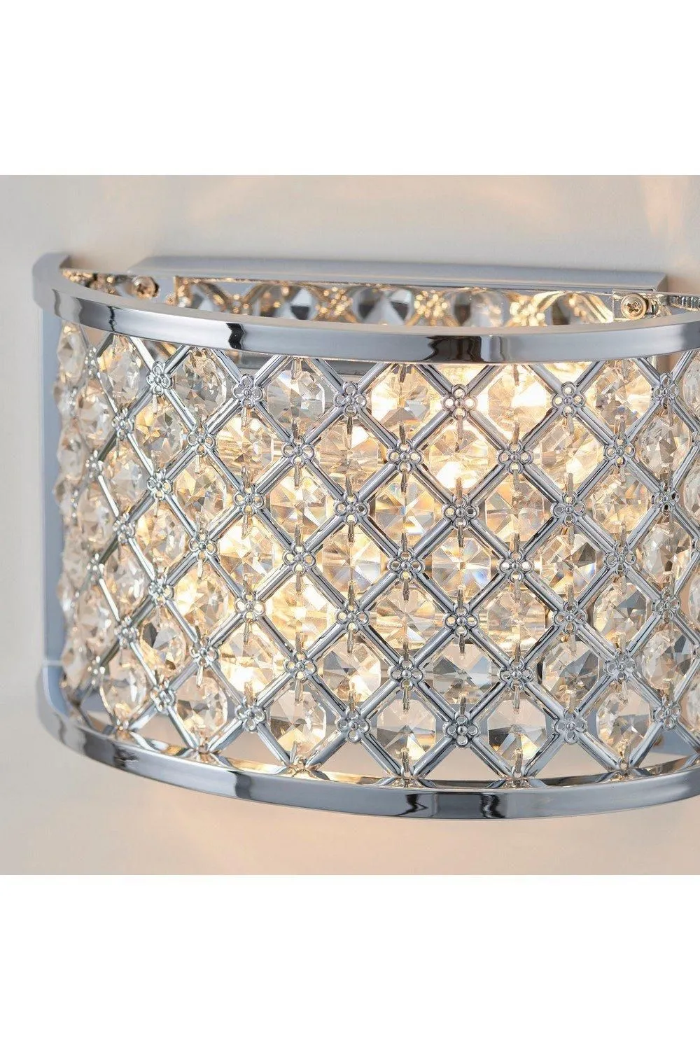 Netlighting Hudson 2 Light Indoor Wall Light Chrome with Crystal E14 in Clear 5