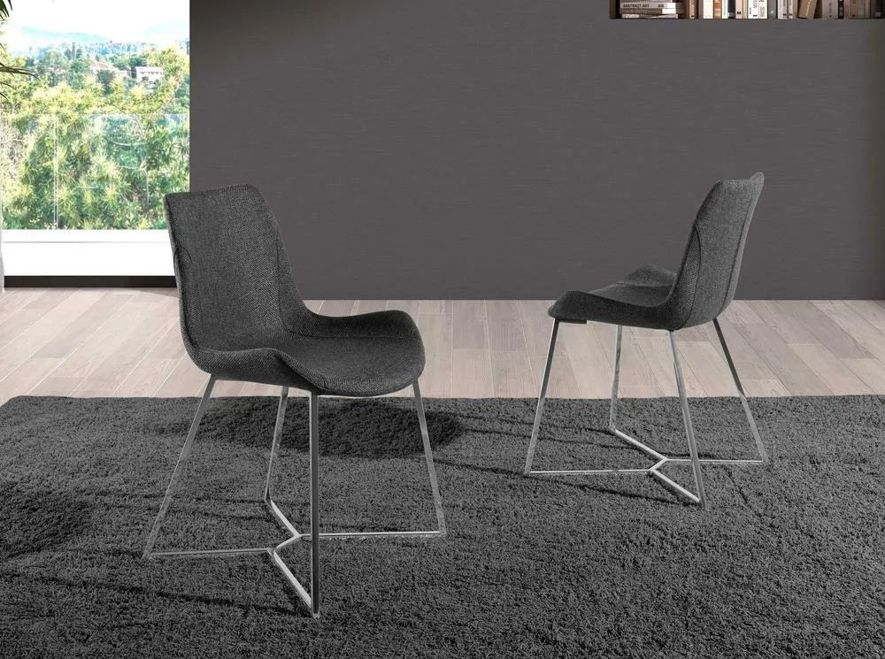 Angel Cerda Dark Grey Upholstered Dining Chair, Model 3