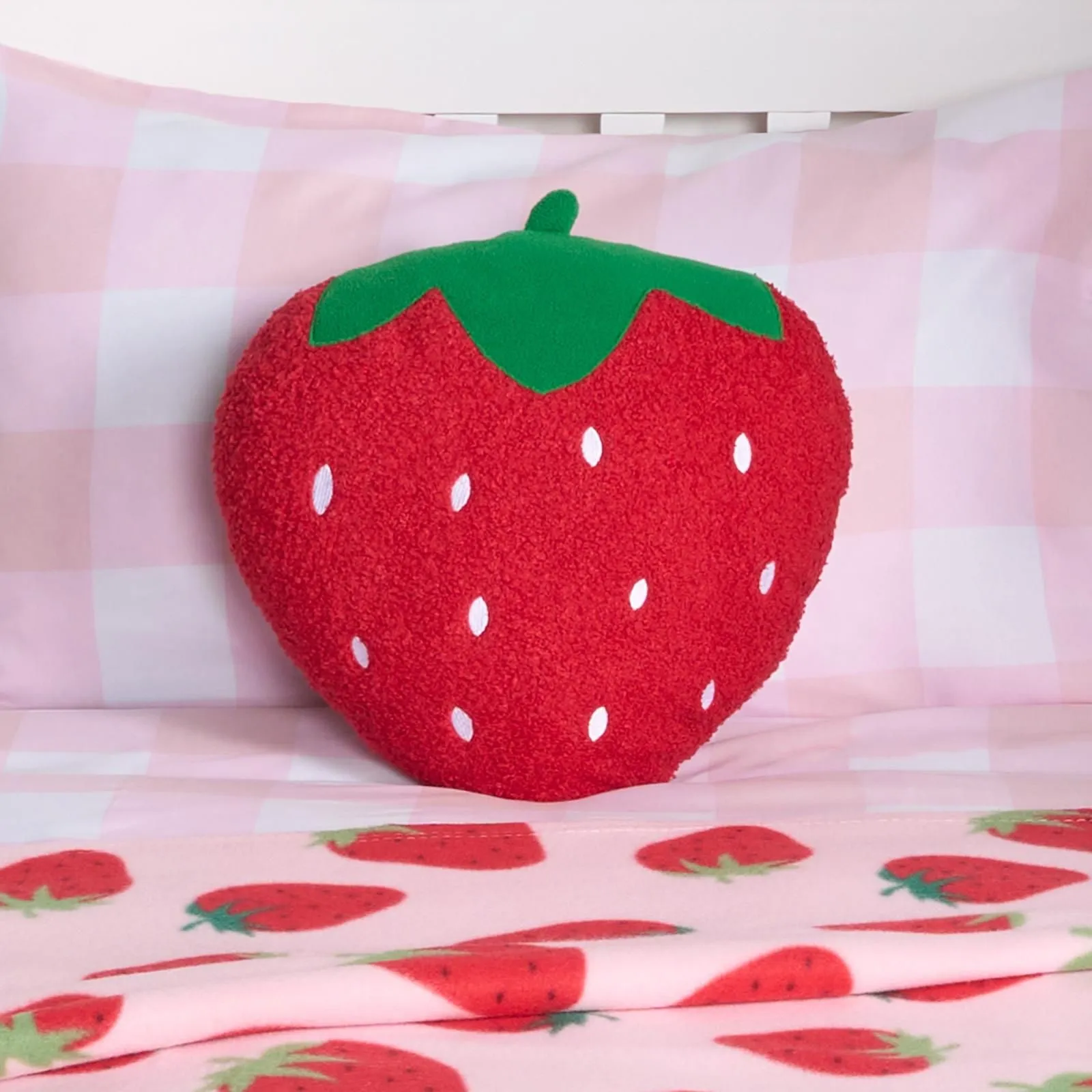 OHS Strawberry Filled Cushion Bedroom Decorative Scatter Chair Sofa Modern Pillow in Red