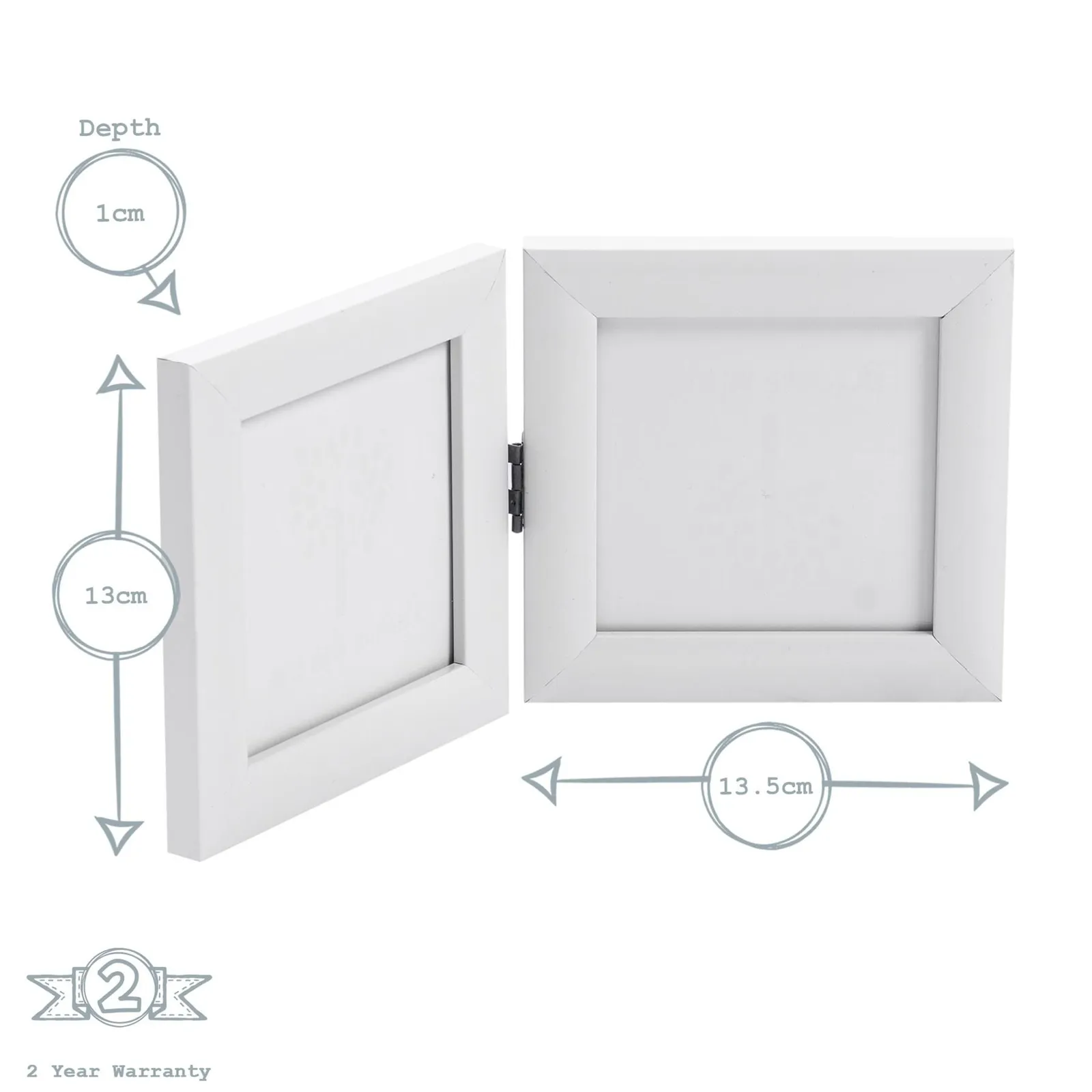 Nicola Spring Folding 2 Photo Frame - 4 x 4" - Pack of 1 in White 3