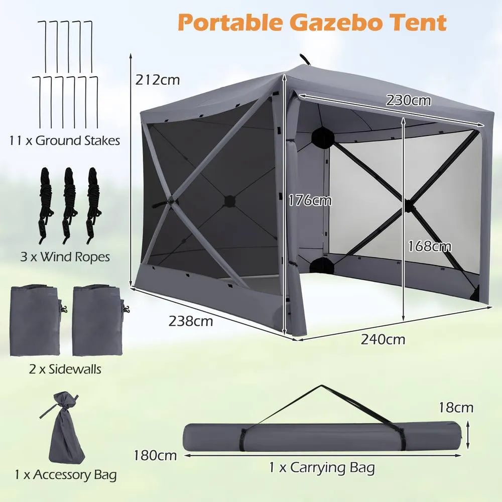 Costway Pop up Gazebo Tent Instant Setup Screen House Outdoor Canopy Shelter in Grey 2