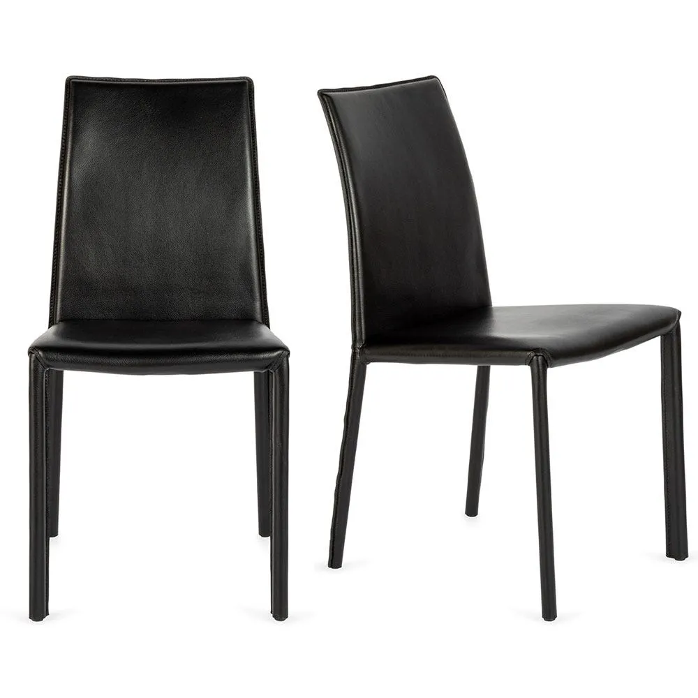 Heal's Byron II Pair of Dining Chairs Black Leather 3