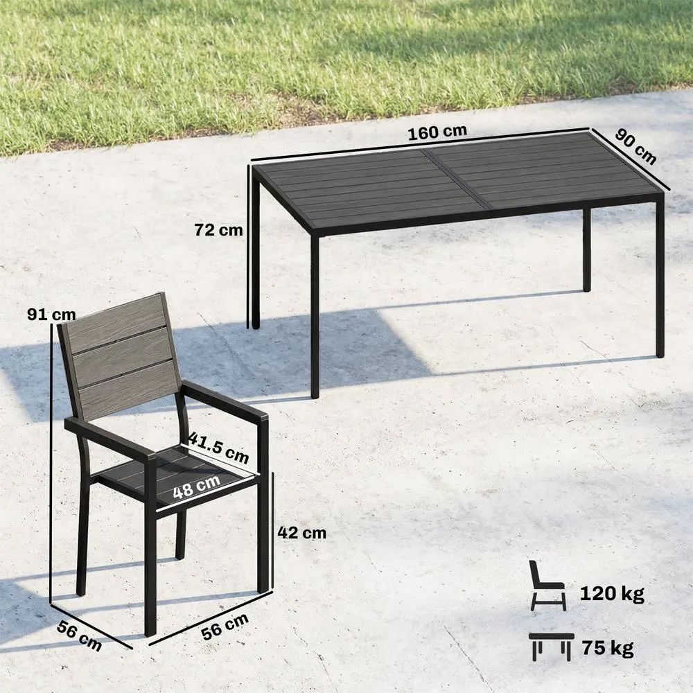 OUTSUNNY 7 Pieces Outdoor Dining Set, Garden Table & Chairs Set, Black 3