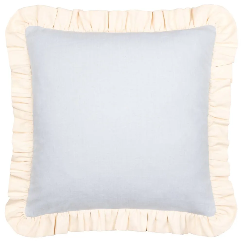 Wylder Effie 100% Cotton Plain Ruffle Cushion in Baby Blue 2