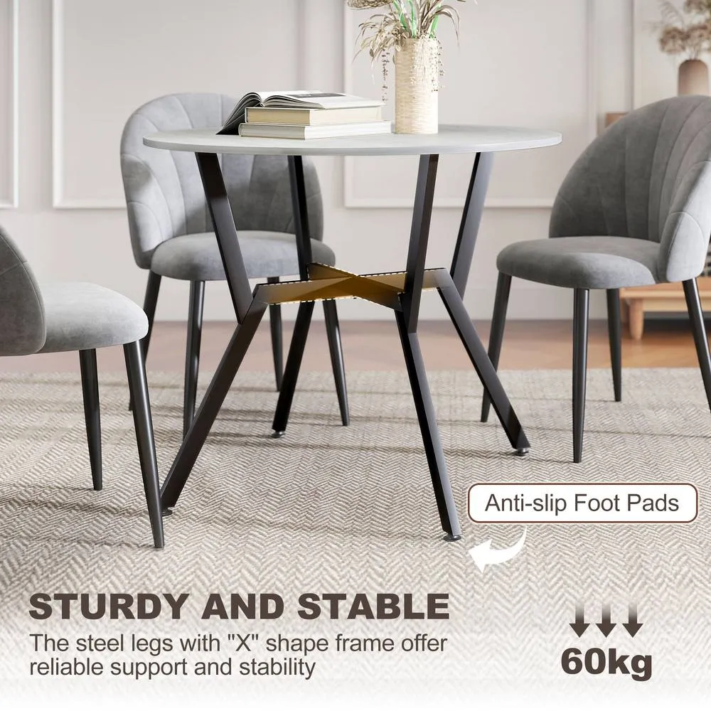 HOMCOM Small Kitchen Table with Black Steel Legs, Dining Table in Grey 6