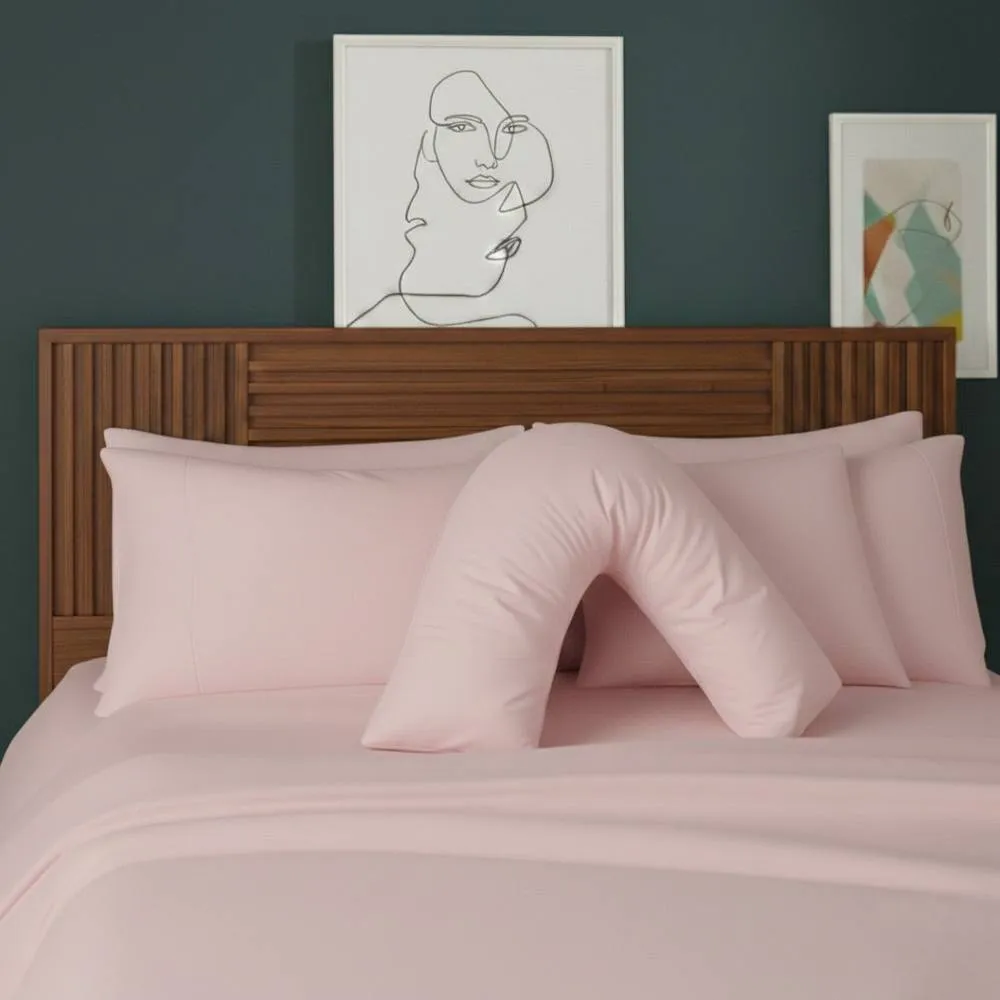 Snug City V Shape Pillowcase for Support Maternity Pillows Polycotton Easy Care in Pink