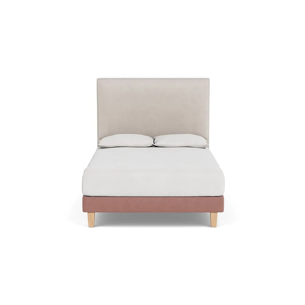 Heal's Shallow Divan Double Smart Luxe Velvet Dusky Pink Light Solid Wood 1