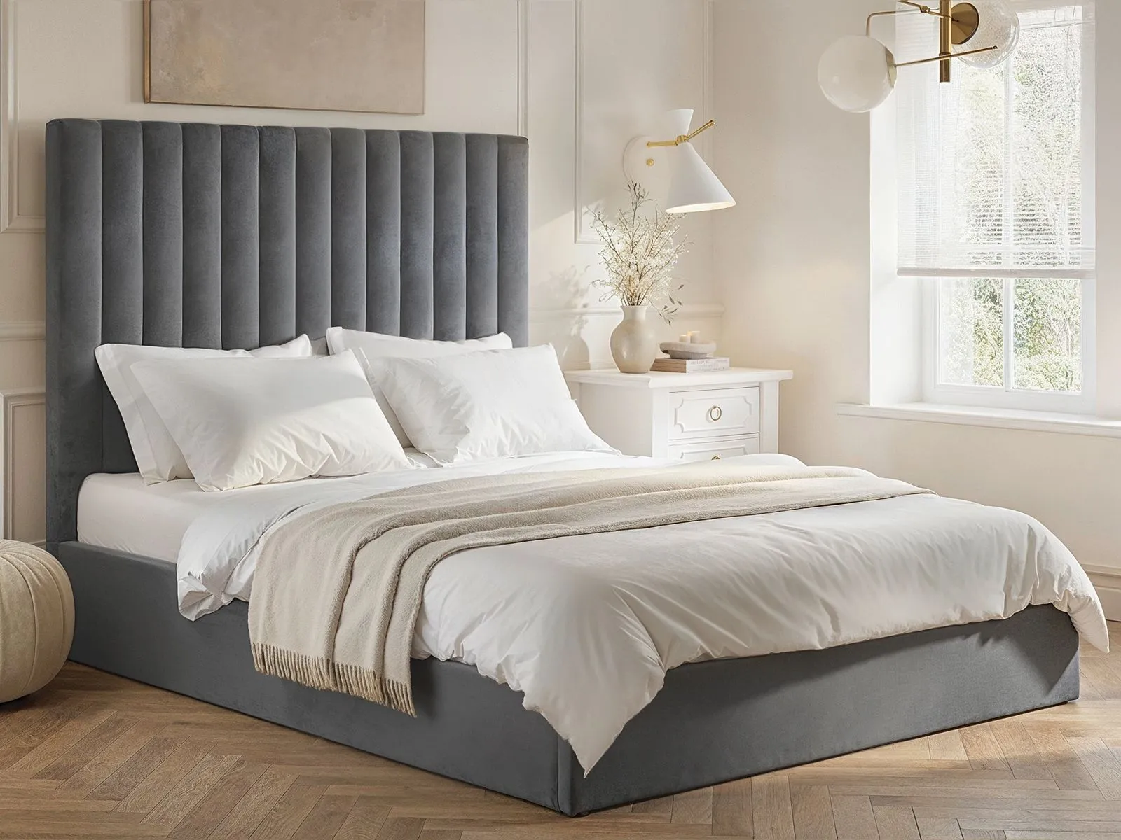 Flair Everley Fabric Ottoman Bed in Grey 1
