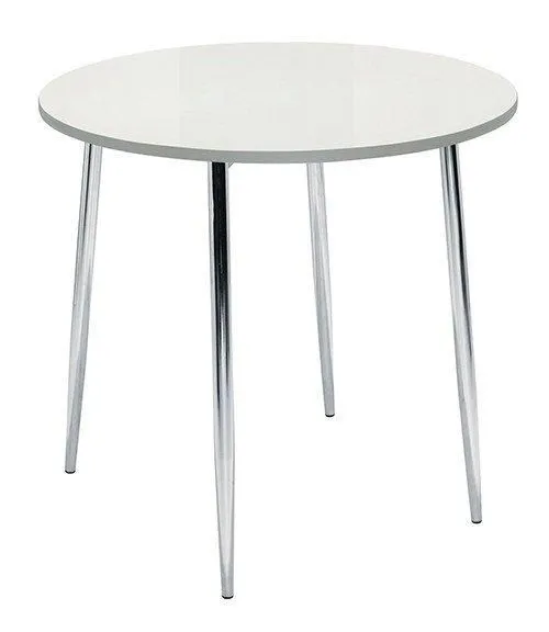 netfurniture Kadi Round Gloss 4 Leg Table Chrome Legs in White