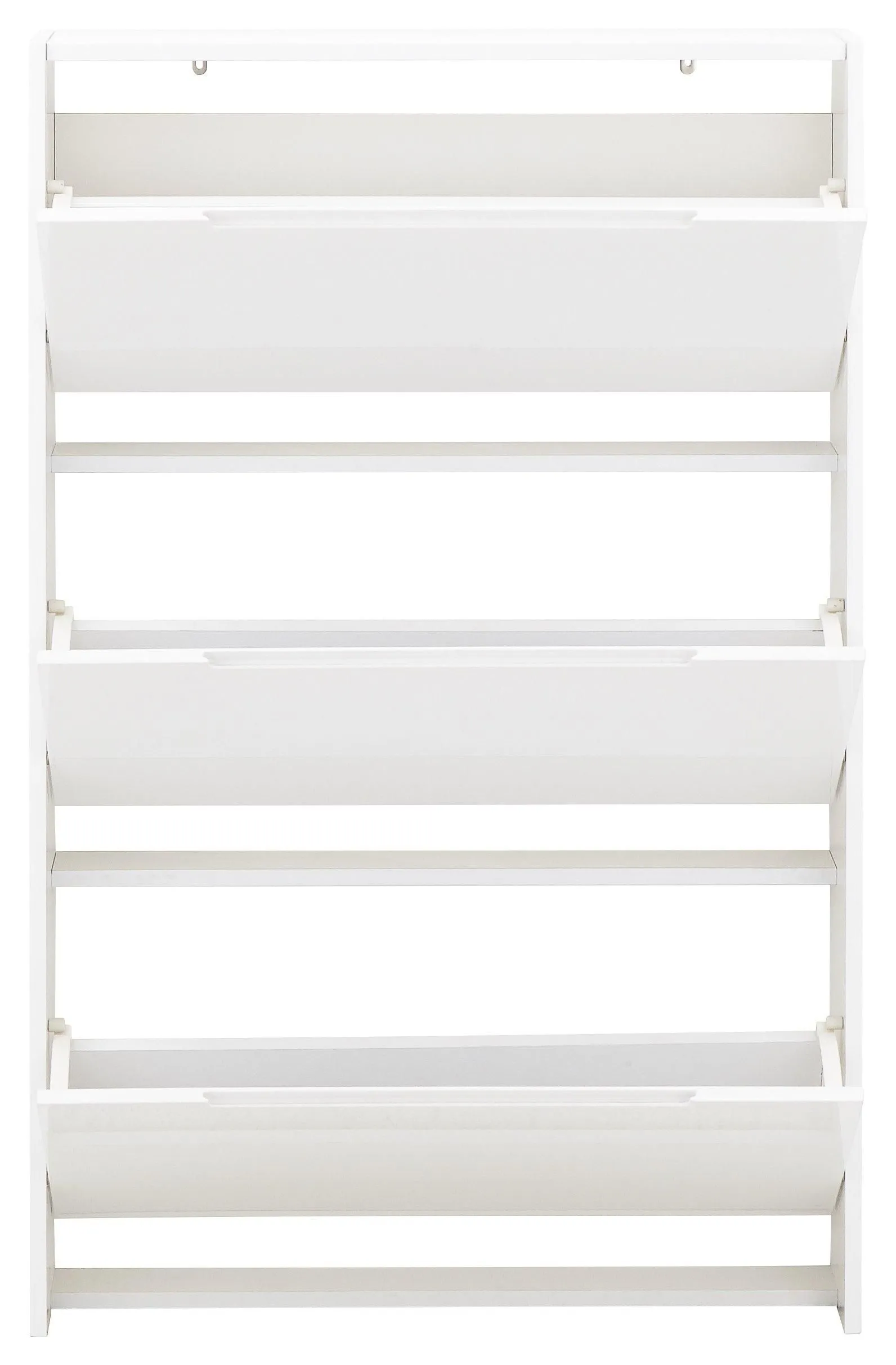 GFW Narrow High Gloss 3 Tier Shoe Cabinet in White 5
