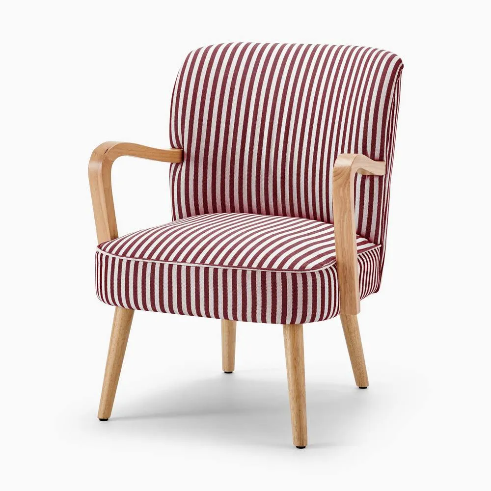 FurnitureboxUK Sylvie Accent Chair with Oak Effect Legs in Raspberry 3