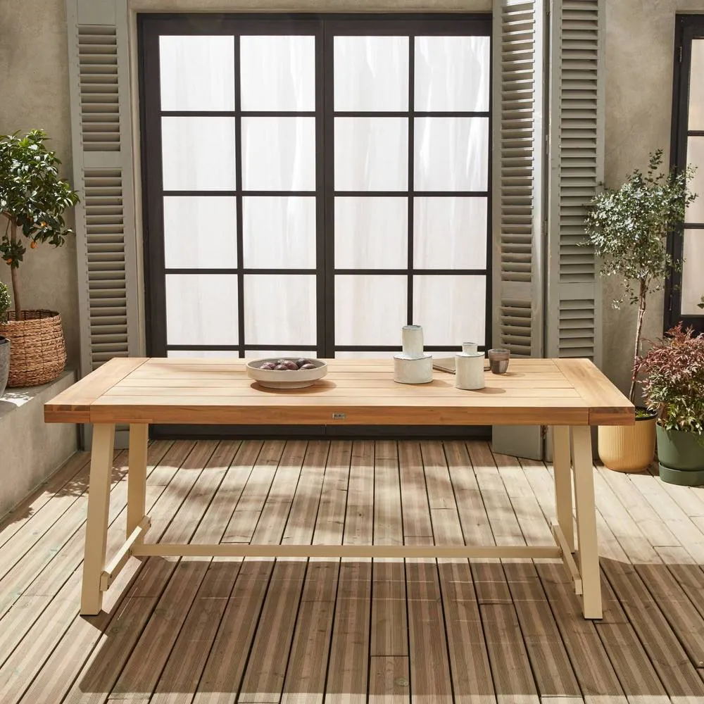 sweeek Acacia wood & steel table, indoor/outdoor in Light Brown 3