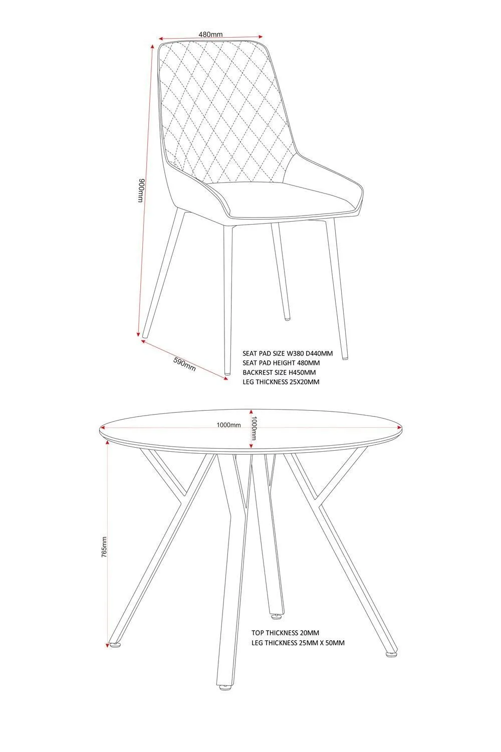 Seconique Athens Round Dining Set with Avery Chairs in Blue 6