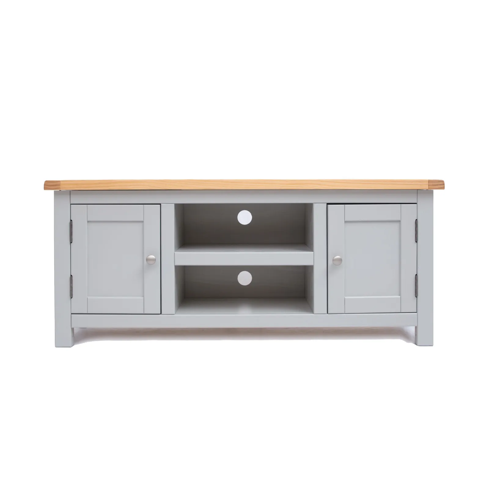 Cabinet Bits Argenta Light Grey 2 Door TV Cabinet Chrome Knob